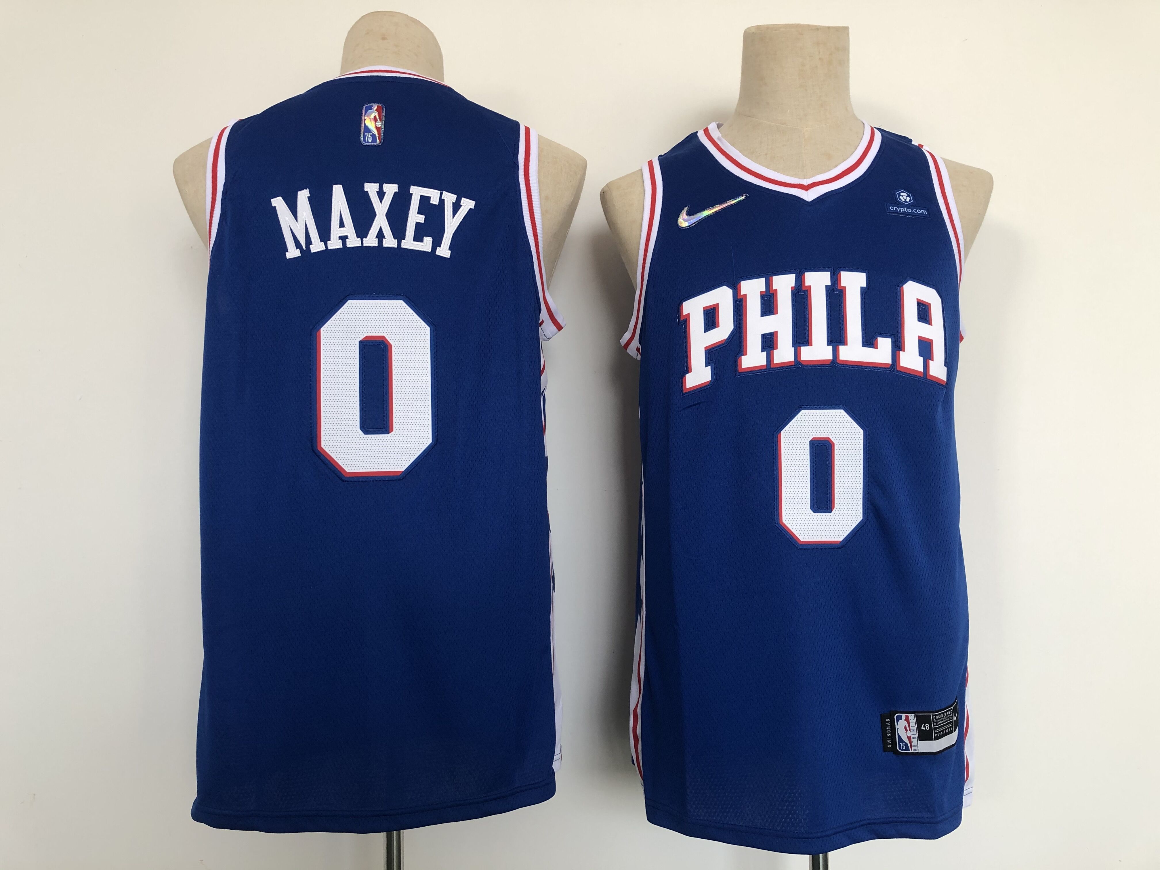 Men Philadelphia 76ers #0 Maxey Blue Nike 75th anniversary 2022 Game NBA Jersey->philadelphia 76ers->NBA Jersey